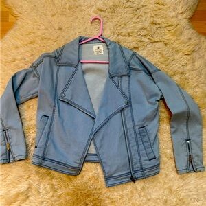 Cool knit denim Moto jacket 😎